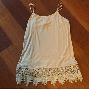 Sharon Young Tank Top Crochet Women's S Fairy Boho Festival Stretch Neutral